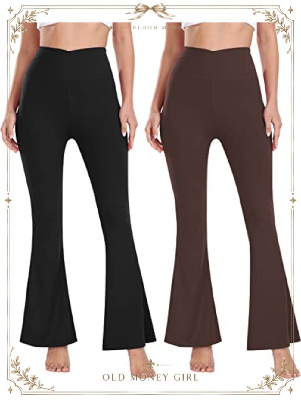 High Waisted Flare Leggings Crossover Workout Yoga Pants Fitted